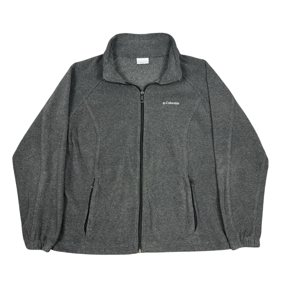 Columbia Women's Benton Springs Gray Fleece Outdoor Full Zip Jacket Plus Size 1X
